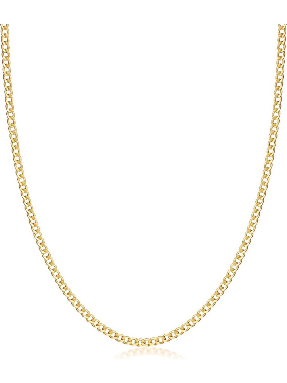 18K Gold Plated Curb Cuban Link Chain Necklace Unisex - Stylish & Durable